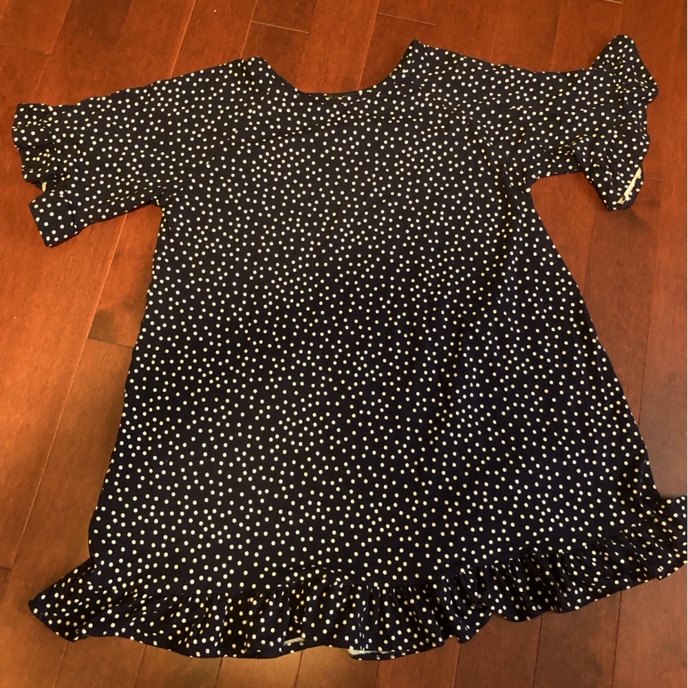 Navy Top w/ white polka dots